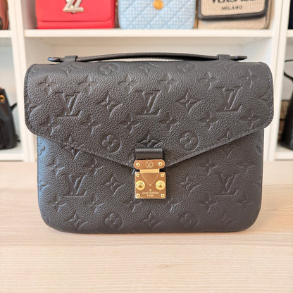 Louis Vuitton Monogram Pochette Metis Empreinte Leather Black