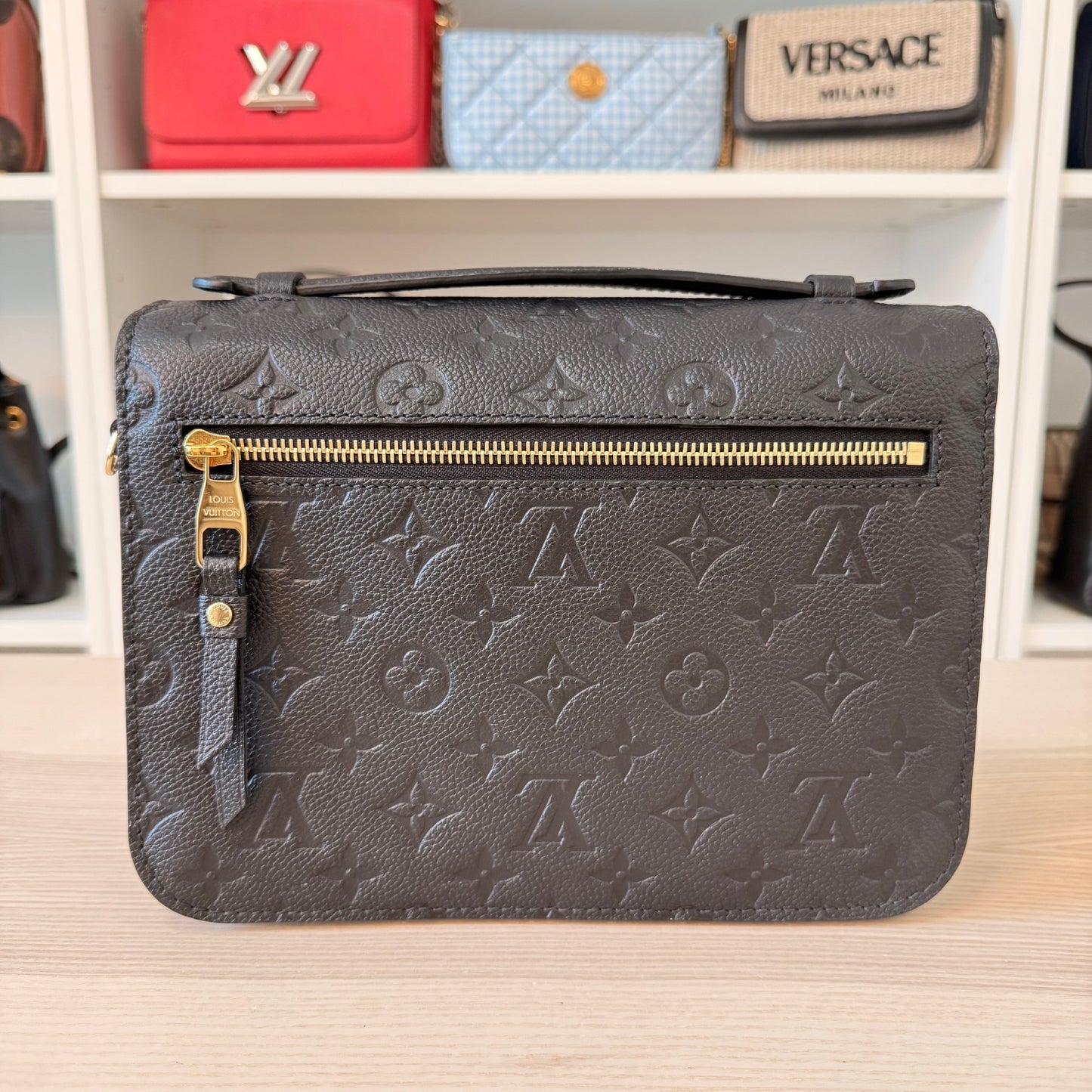 Louis Vuitton Monogram Pochette Metis Empreinte Leather Black