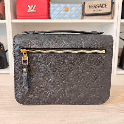 Louis Vuitton Monogram Pochette Metis Empreinte Leather Black