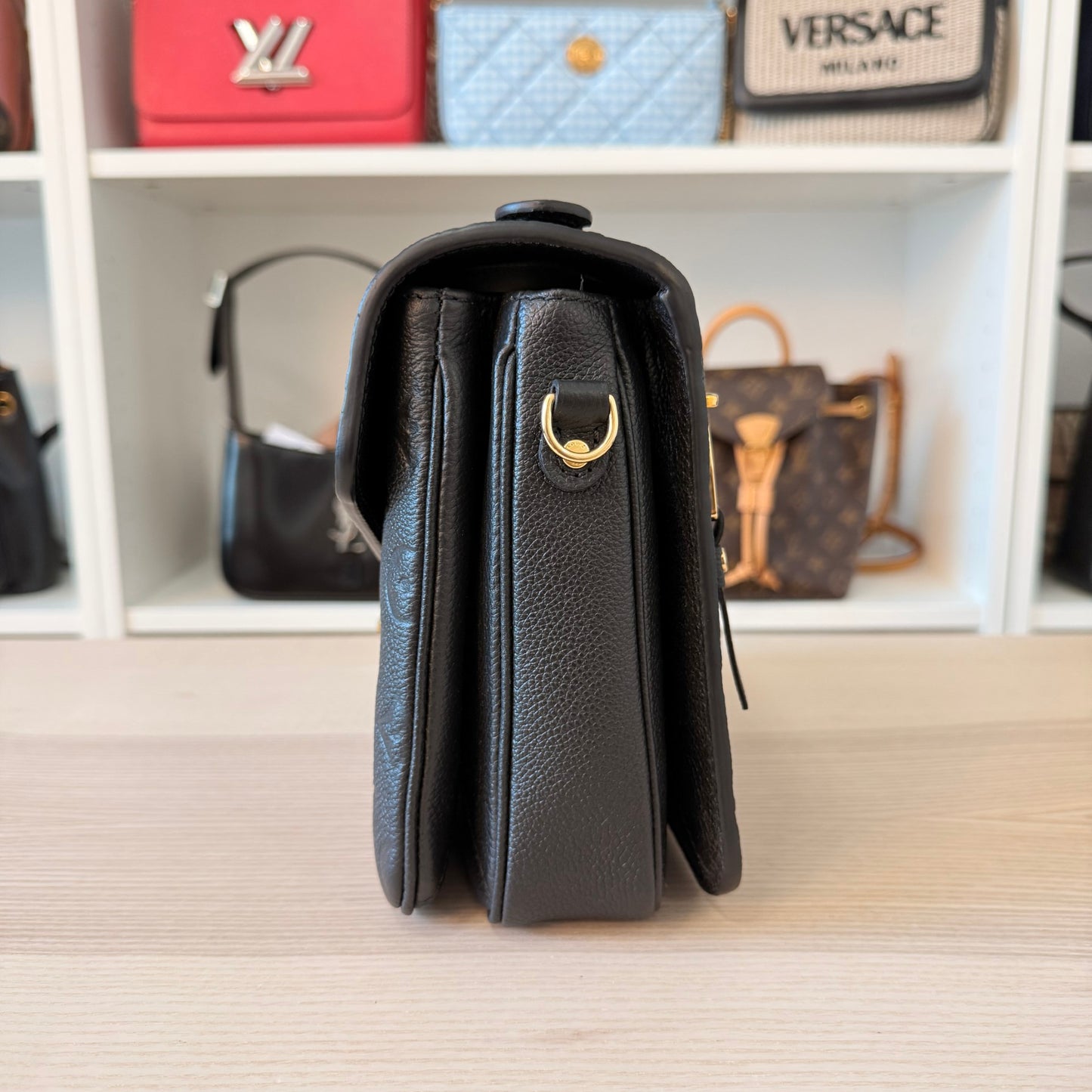 Louis Vuitton Monogram Pochette Metis Empreinte Leather Black