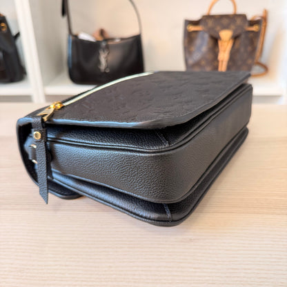 Louis Vuitton Monogram Pochette Metis Empreinte Leather Black