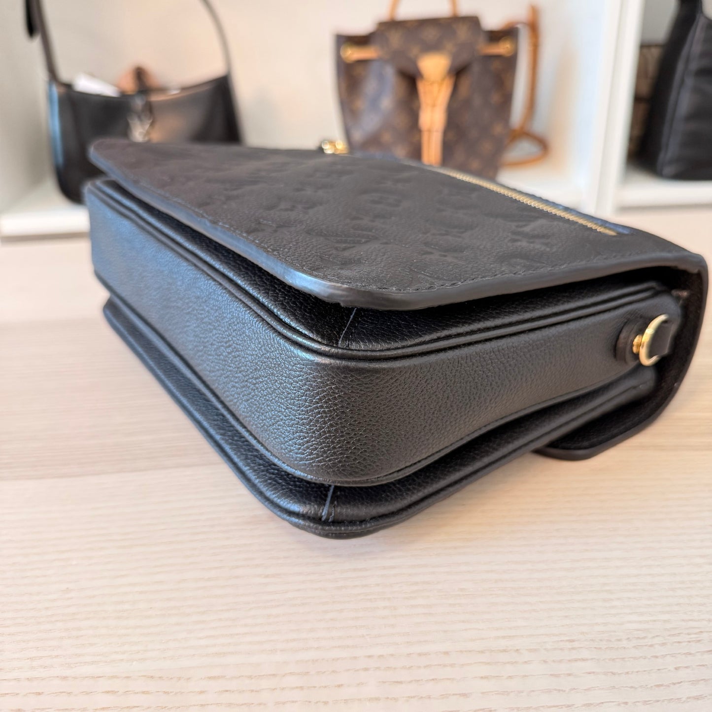 Louis Vuitton Monogram Pochette Metis Empreinte Leather Black