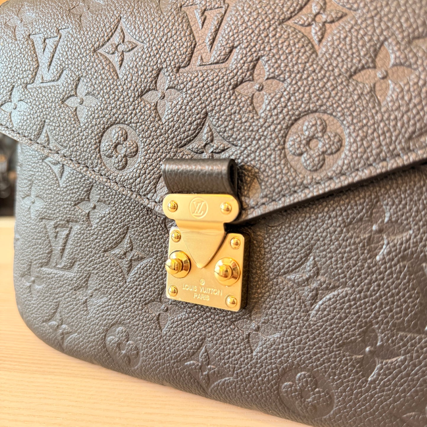 Louis Vuitton Monogram Pochette Metis Empreinte Leather Black