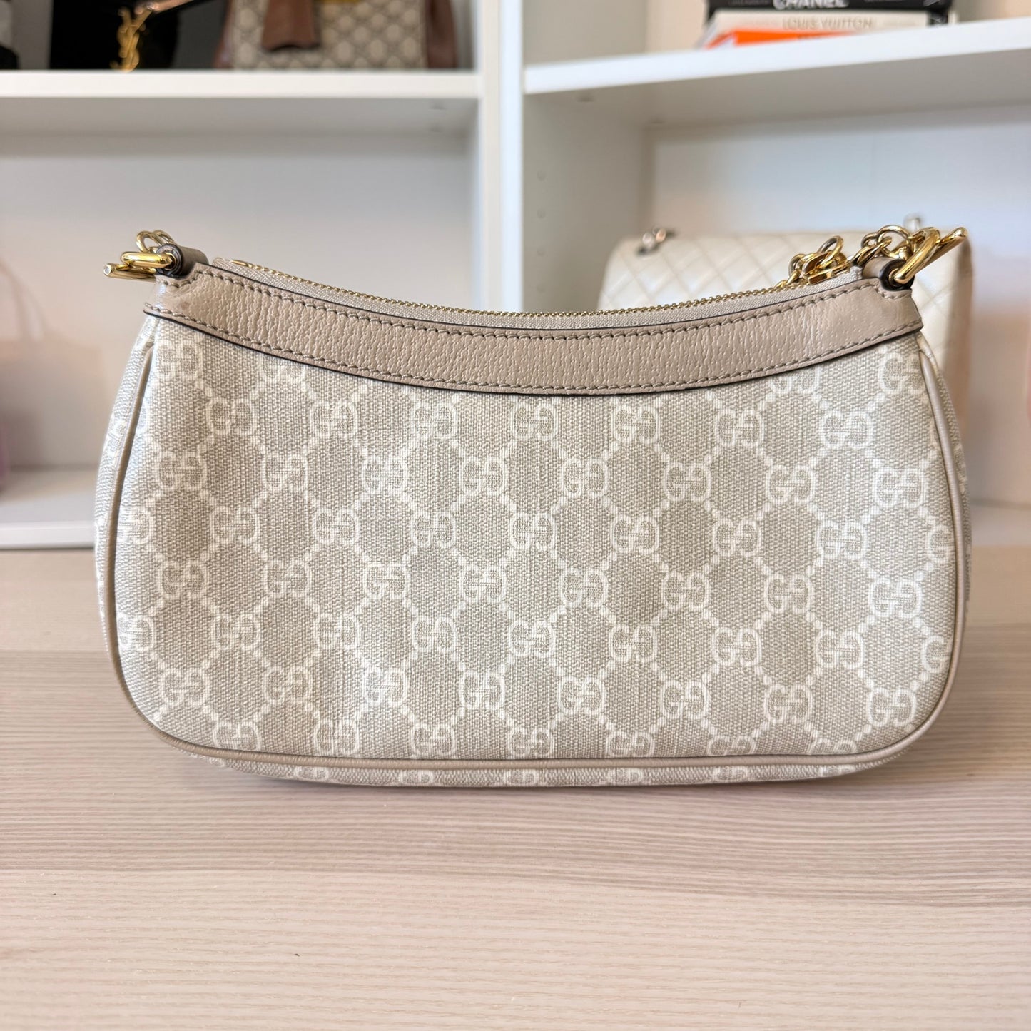 Gucci Ophidia Small Shoulder Bag Beige & White GG Supreme