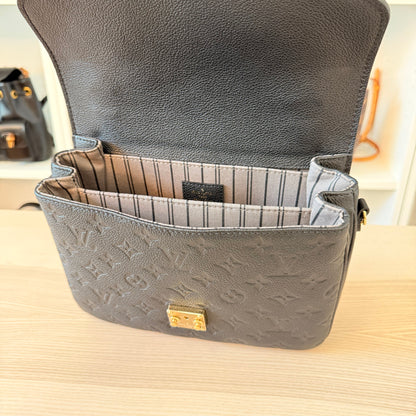 Louis Vuitton Monogram Pochette Metis Empreinte Leather Black