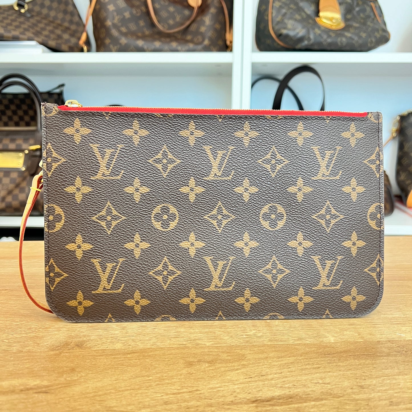 Pre-Owned Louis Vuitton Monogram Pochette Neverfull Cerise