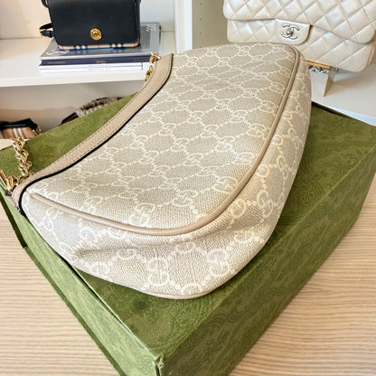 Gucci Ophidia Small Shoulder Bag Beige & White GG Supreme