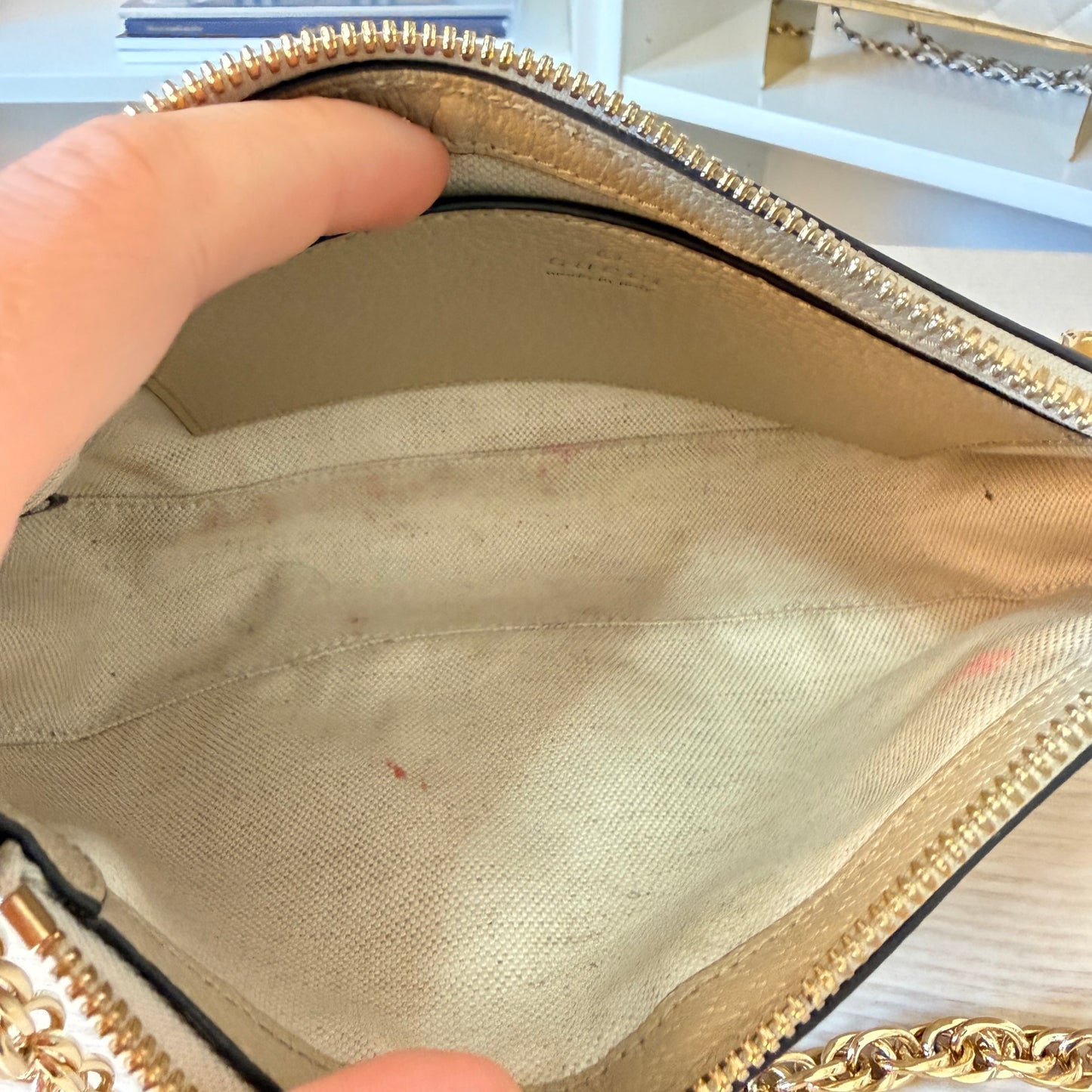 Gucci Ophidia Small Shoulder Bag Beige & White GG Supreme