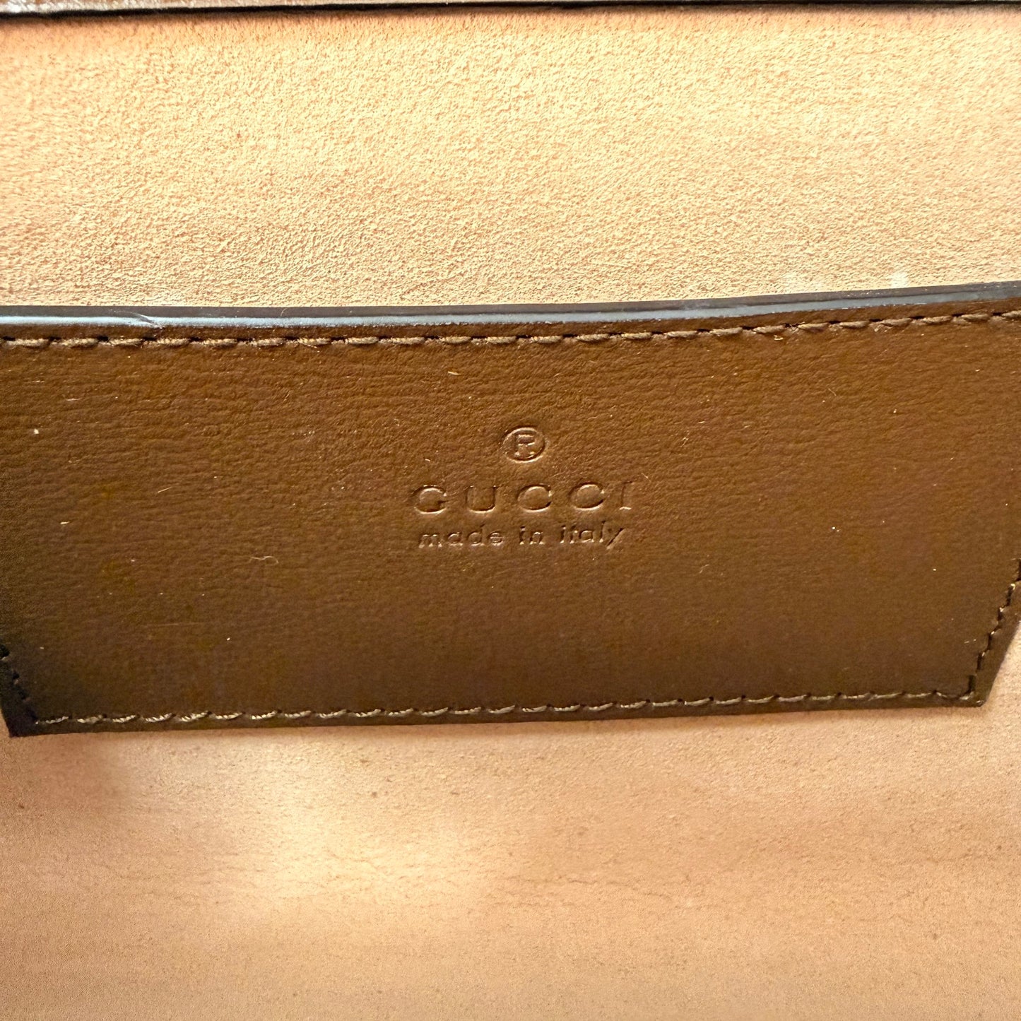 Gucci GG Supreme Monogram Azalea Calfskin Web Mini Horsebit 1955 Chain Shoulder Bag Beige