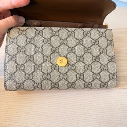 Gucci GG Supreme Monogram Azalea Calfskin Web Mini Horsebit 1955 Chain Shoulder Bag Beige