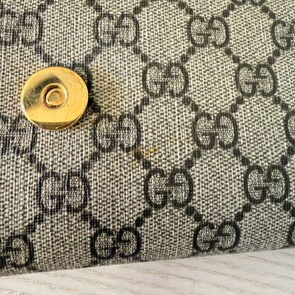 Gucci GG Supreme Monogram Azalea Calfskin Web Mini Horsebit 1955 Chain Shoulder Bag Beige