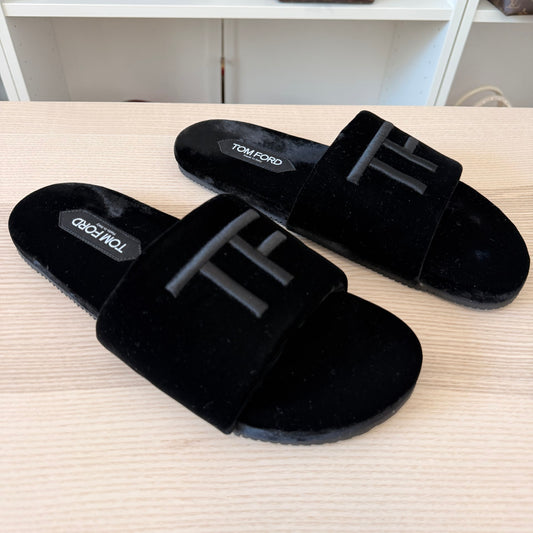 Tom Ford Velvet Embroidered Accent Slides