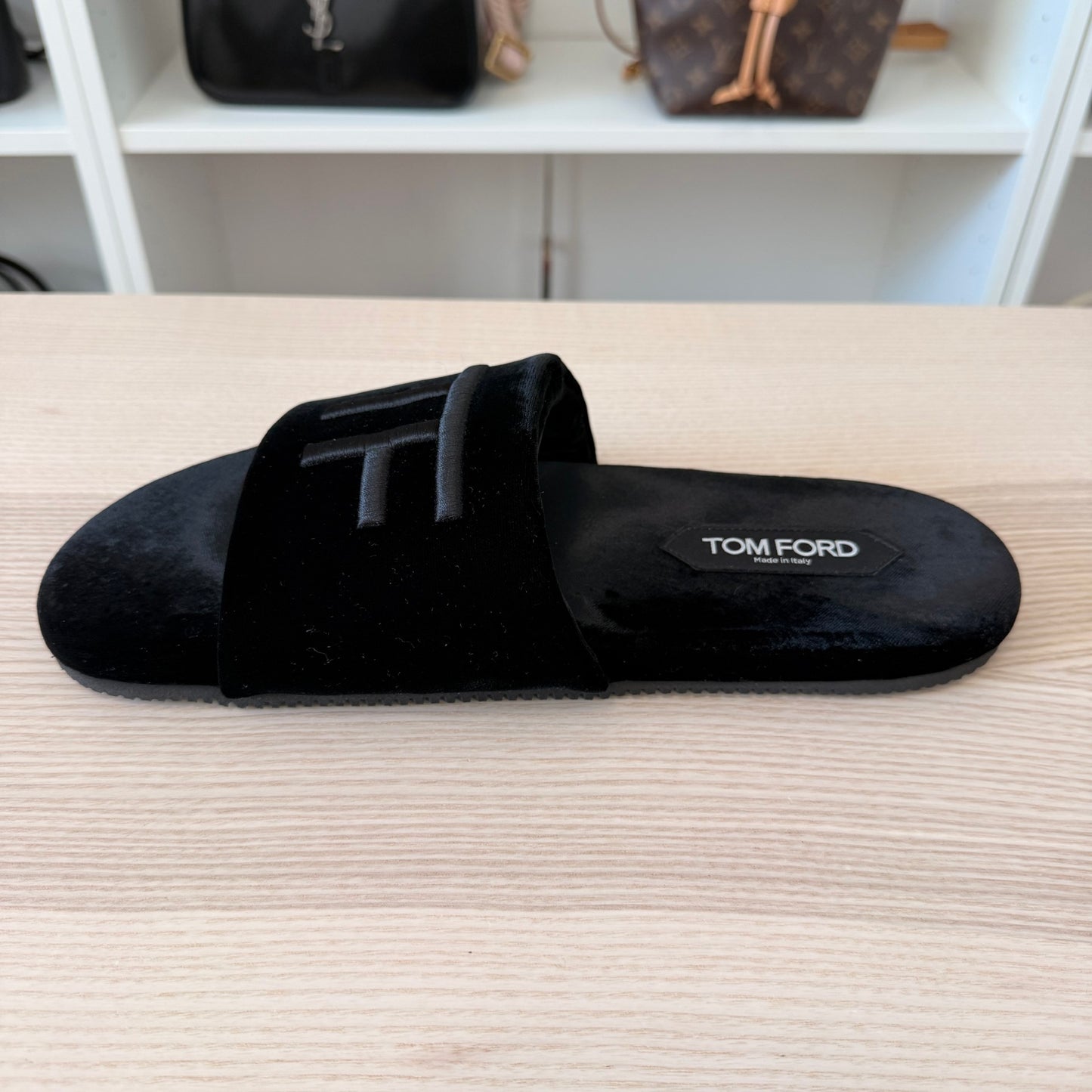 Tom Ford Velvet Embroidered Accent Slides