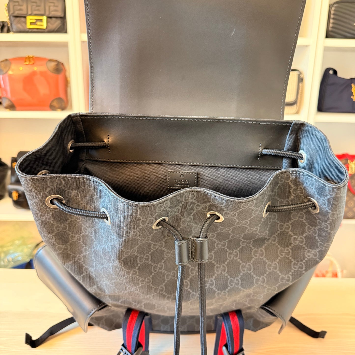 Gucci GG Supreme Monogram Backpack Black