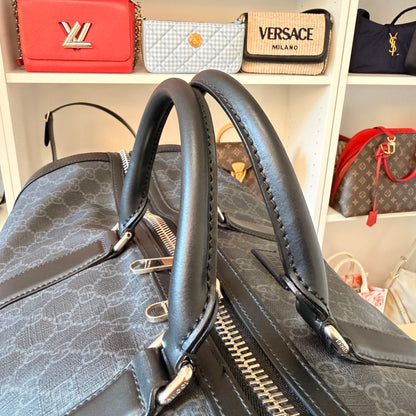 Gucci GG Supreme Monogram Weekender Duffle Black