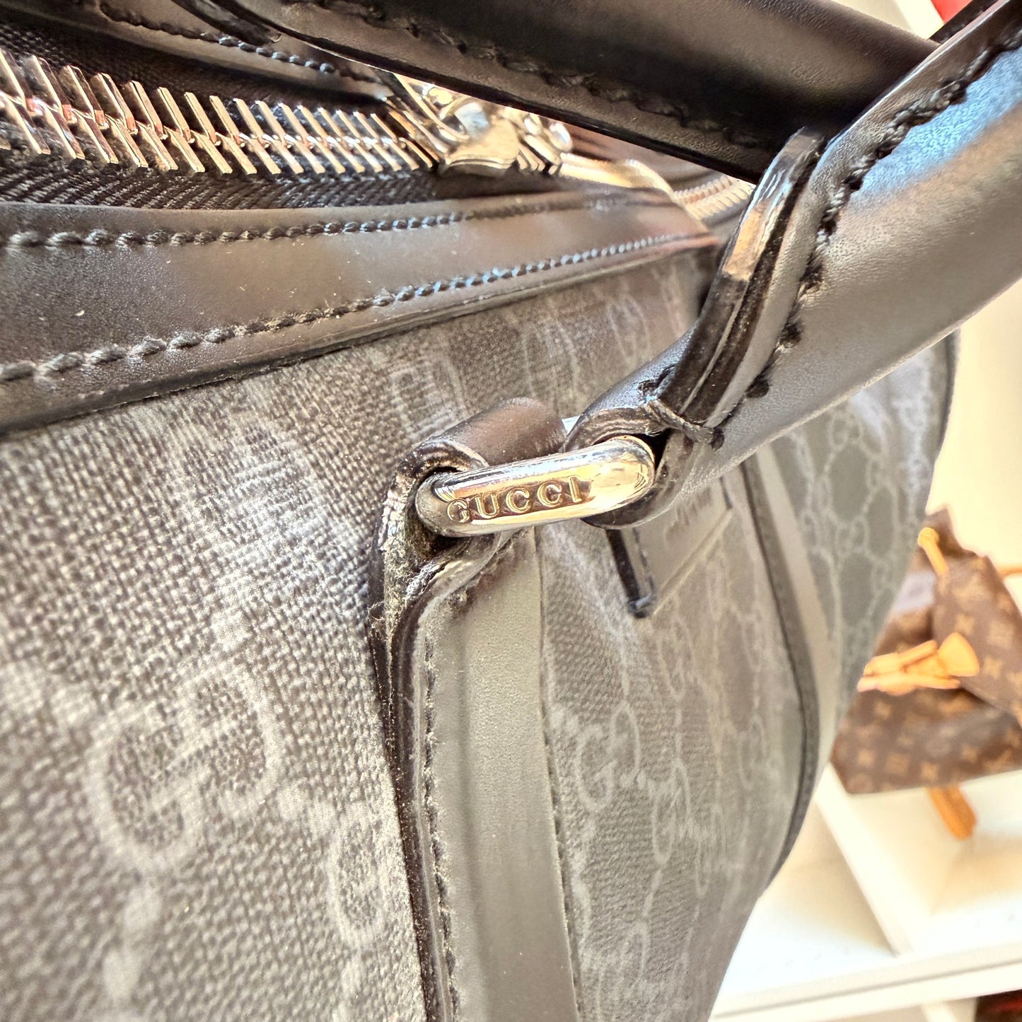 Gucci GG Supreme Monogram Weekender Duffle Black