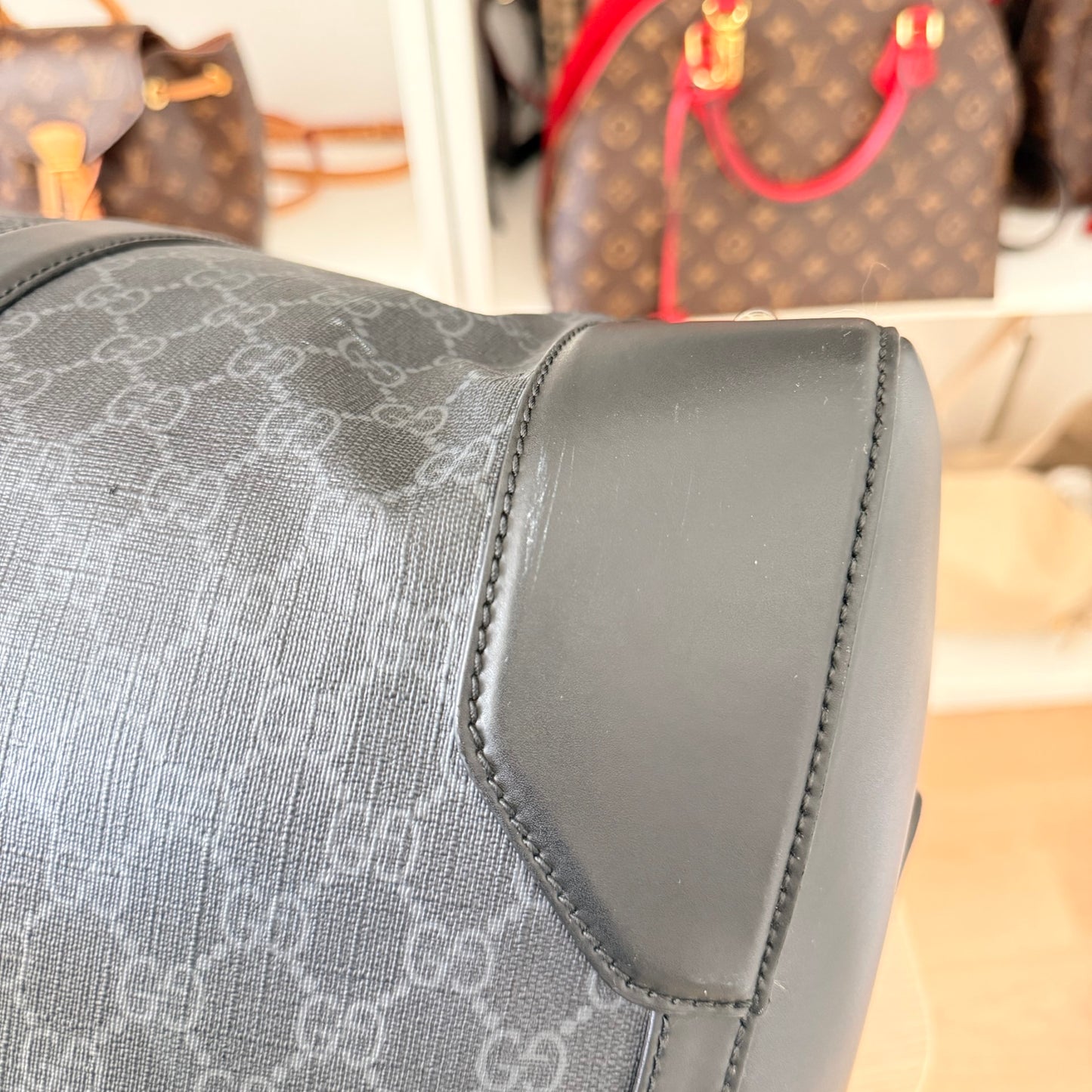 Gucci GG Supreme Monogram Weekender Duffle Black
