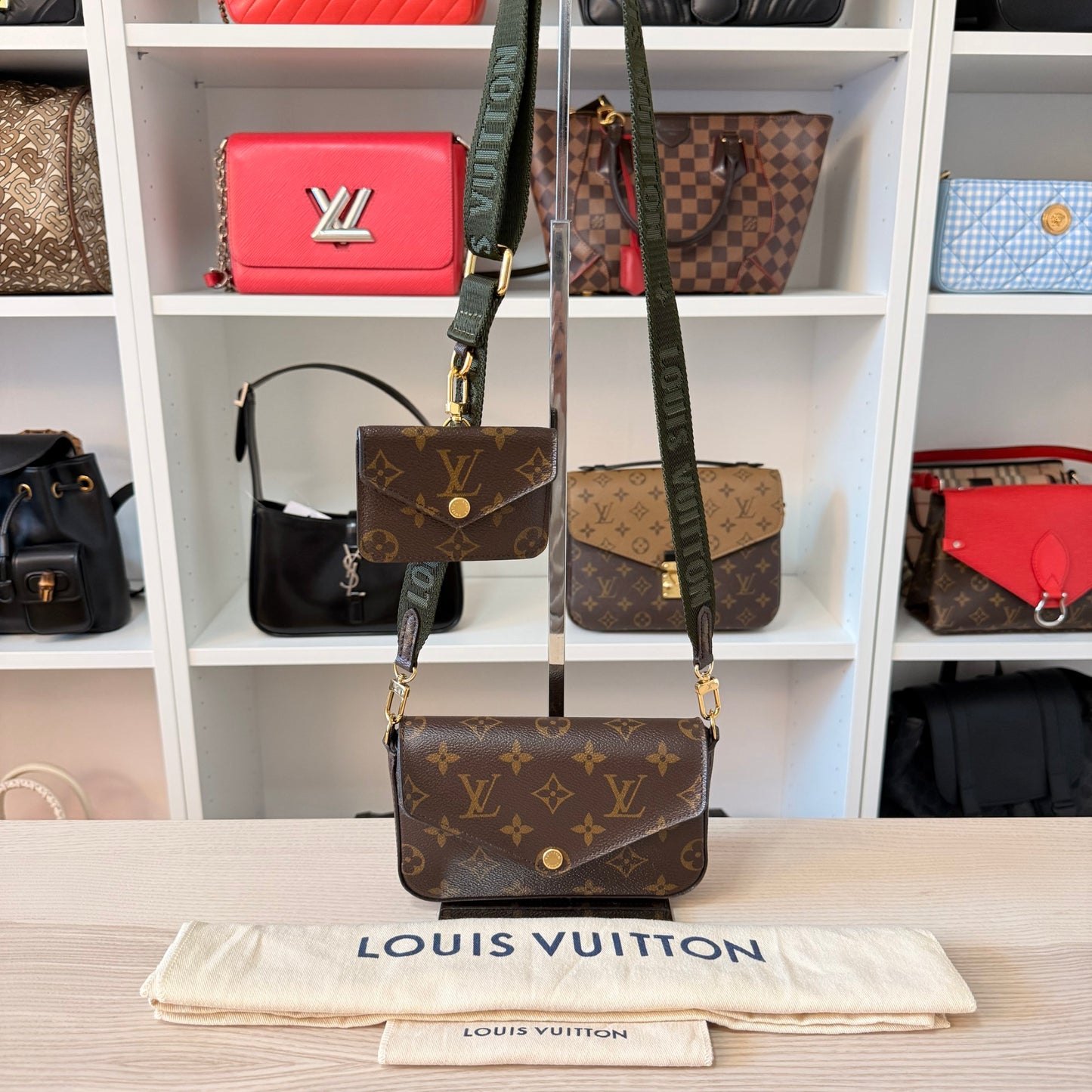 Louis Vuitton Monogram Felicie Strap & Go Kaki