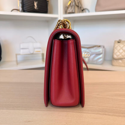 Dolce & Gabbana Calfskin Large Devotion Crossbody Bag Red