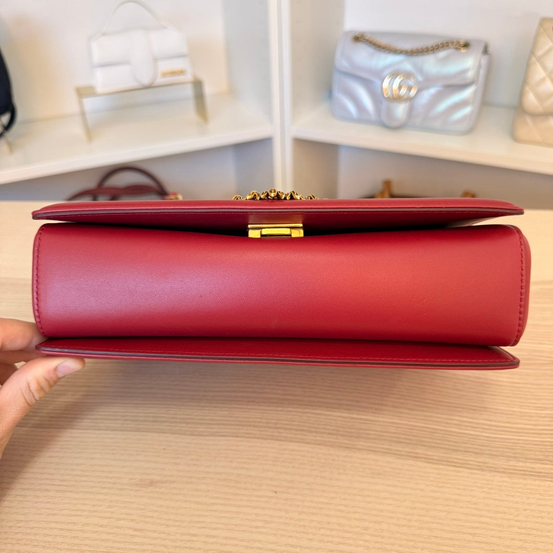 Dolce & Gabbana Calfskin Large Devotion Crossbody Bag Red