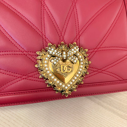 Dolce & Gabbana Calfskin Large Devotion Crossbody Bag Red