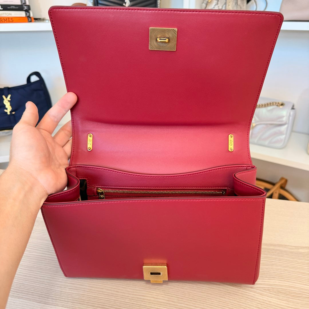 Dolce & Gabbana Calfskin Large Devotion Crossbody Bag Red