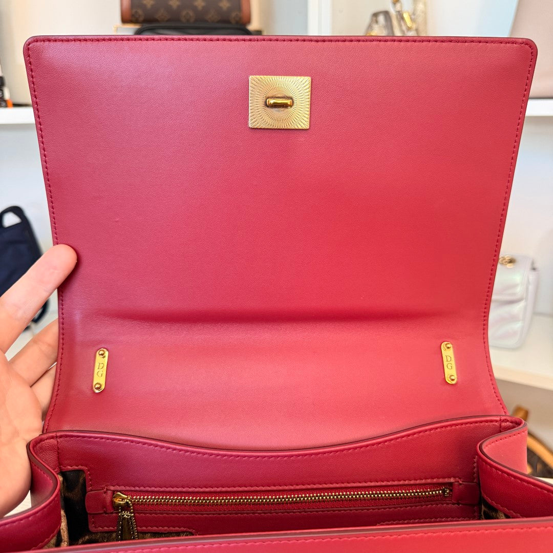 Dolce & Gabbana Calfskin Large Devotion Crossbody Bag Red