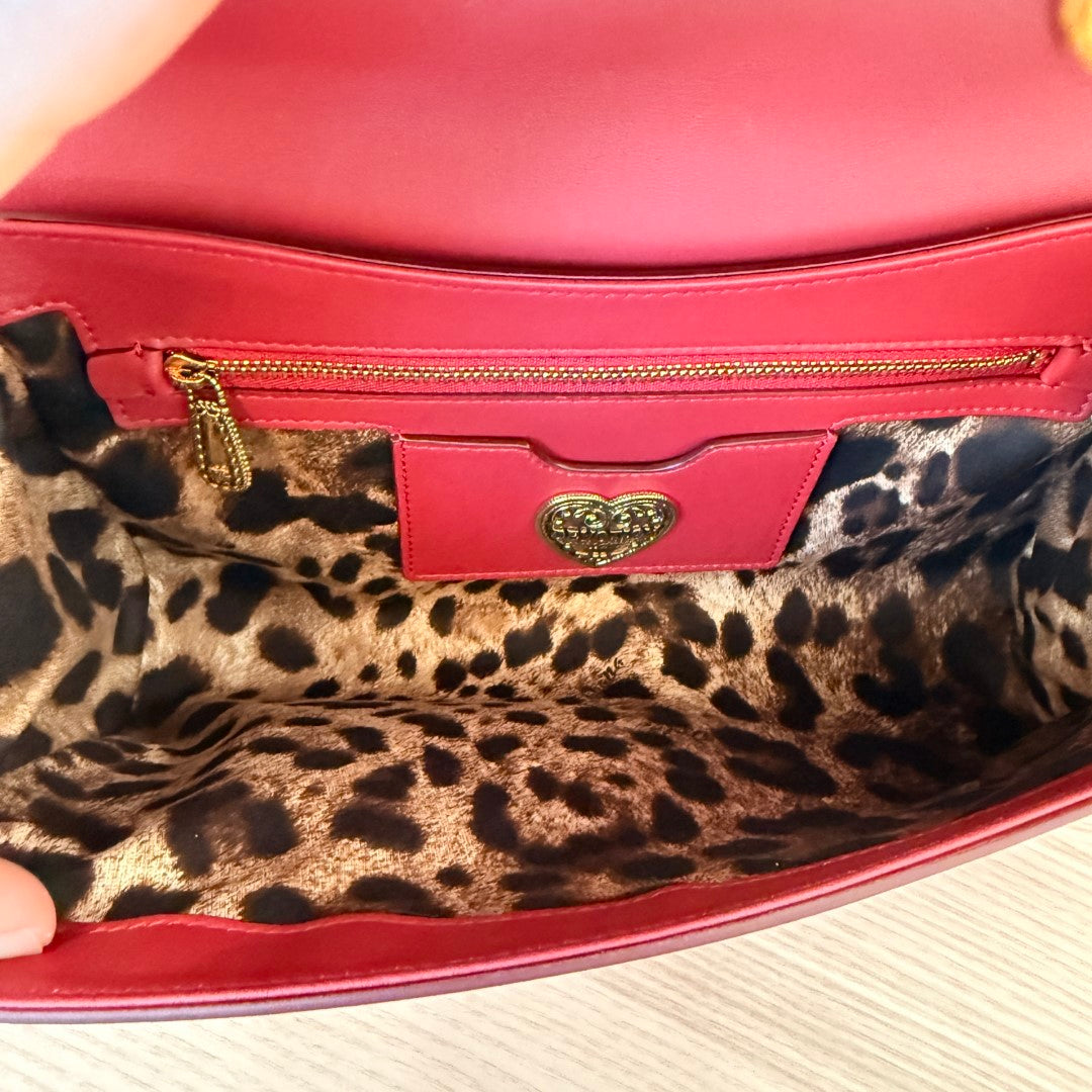 Dolce & Gabbana Calfskin Large Devotion Crossbody Bag Red