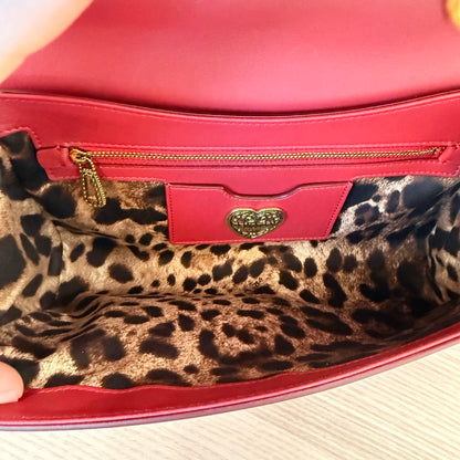 Dolce & Gabbana Calfskin Large Devotion Crossbody Bag Red