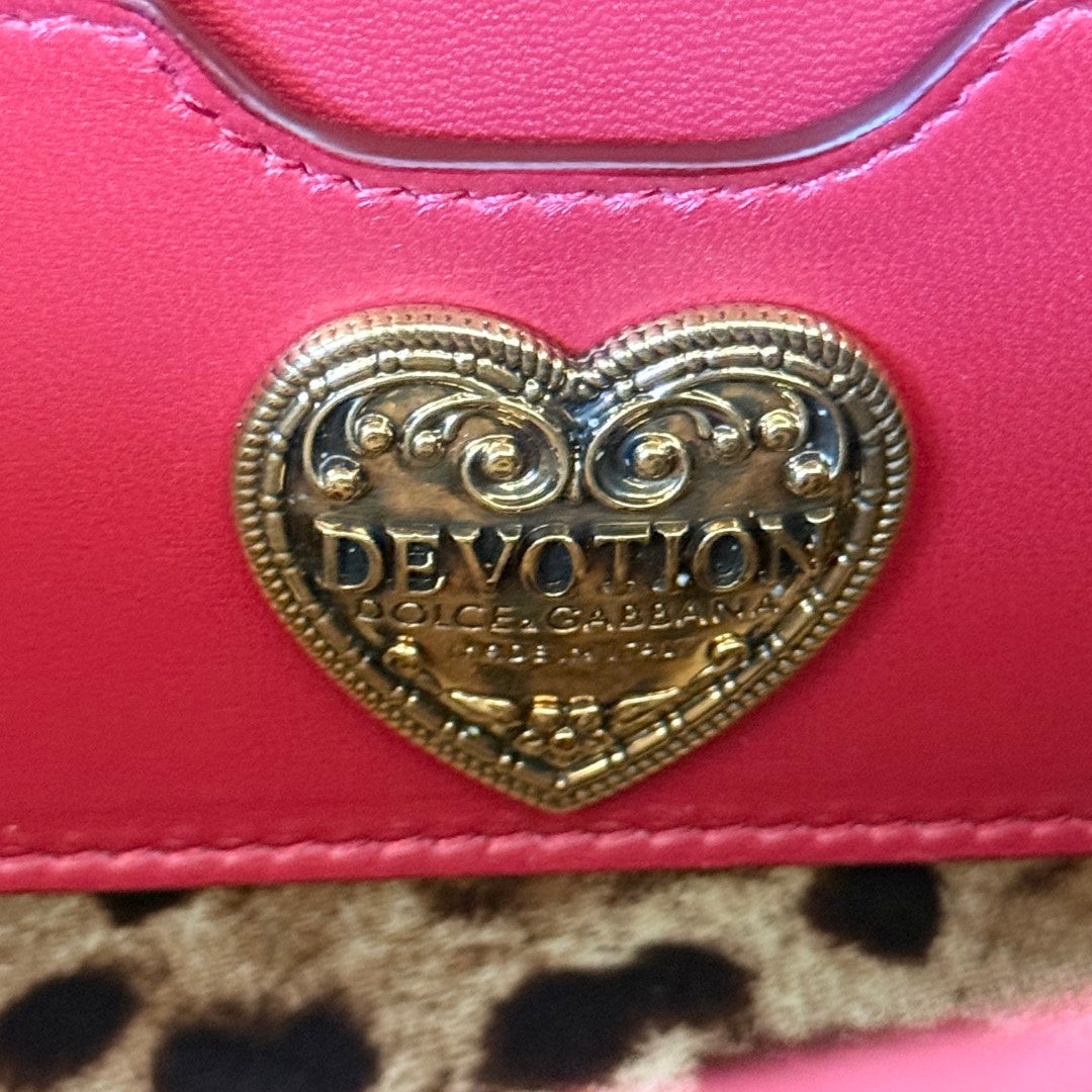 Dolce & Gabbana Calfskin Large Devotion Crossbody Bag Red