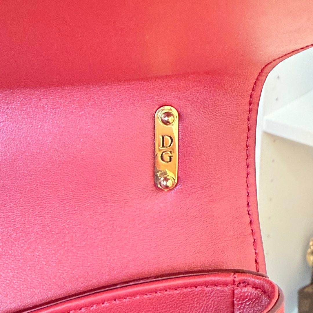 Dolce & Gabbana Calfskin Large Devotion Crossbody Bag Red