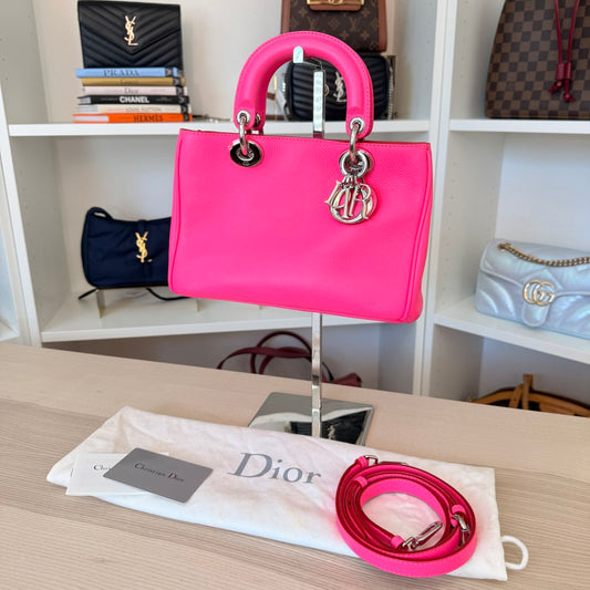Christian Dior Bullcalf Small Diorissimo Tote Coquelicot