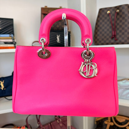 Christian Dior Bullcalf Small Diorissimo Tote Coquelicot
