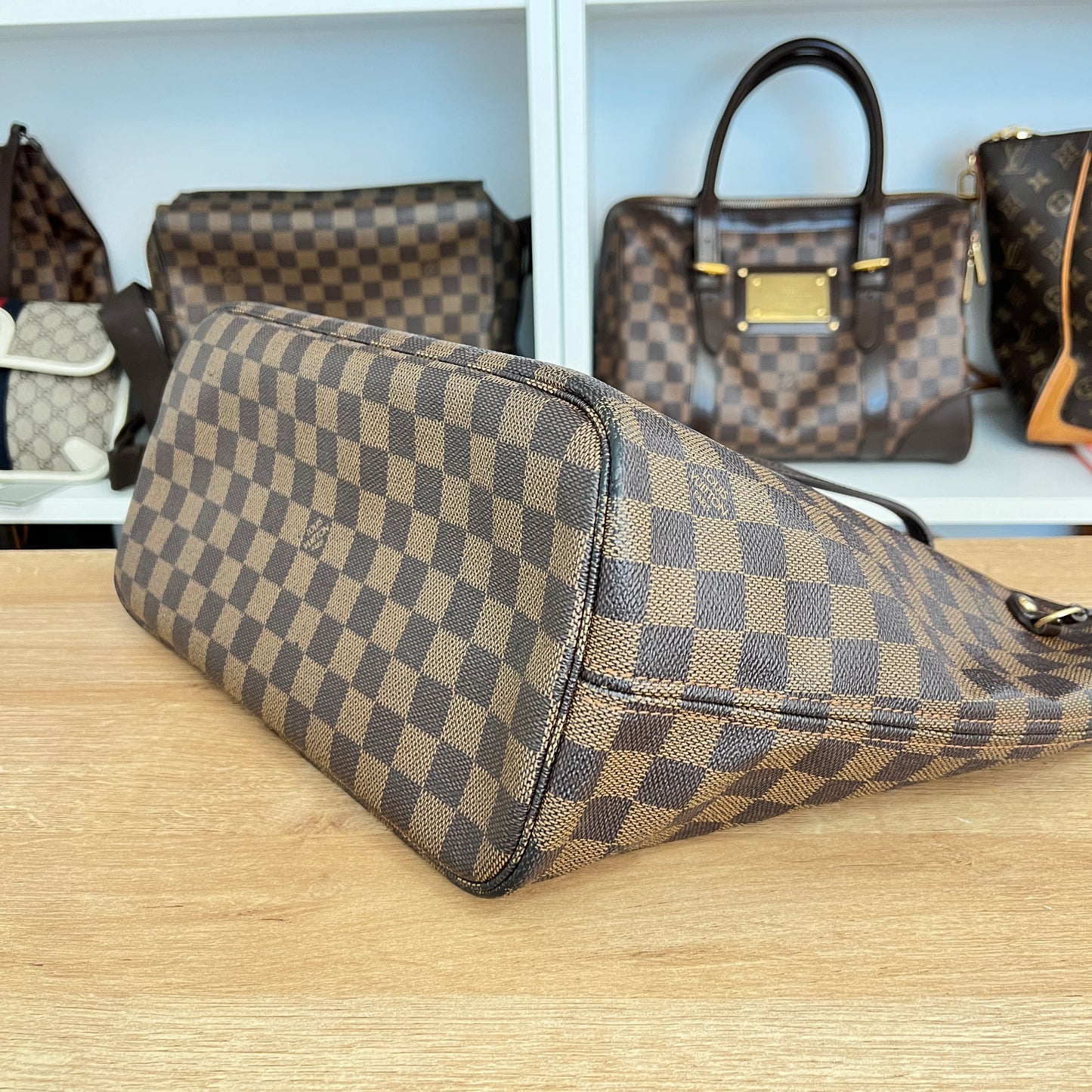 Louis Vuitton Damier Ebene Neverfull MM Cerise