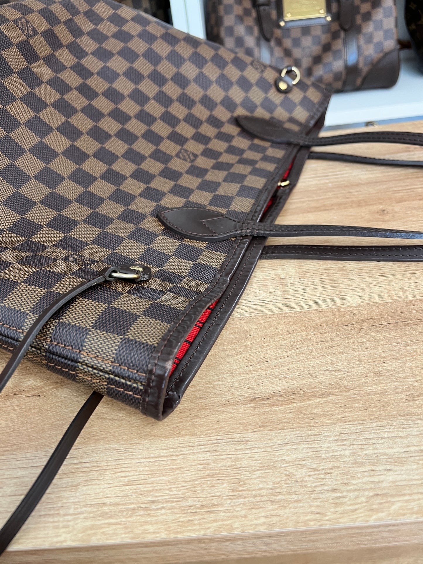 Louis Vuitton Damier Ebene Neverfull MM Cerise