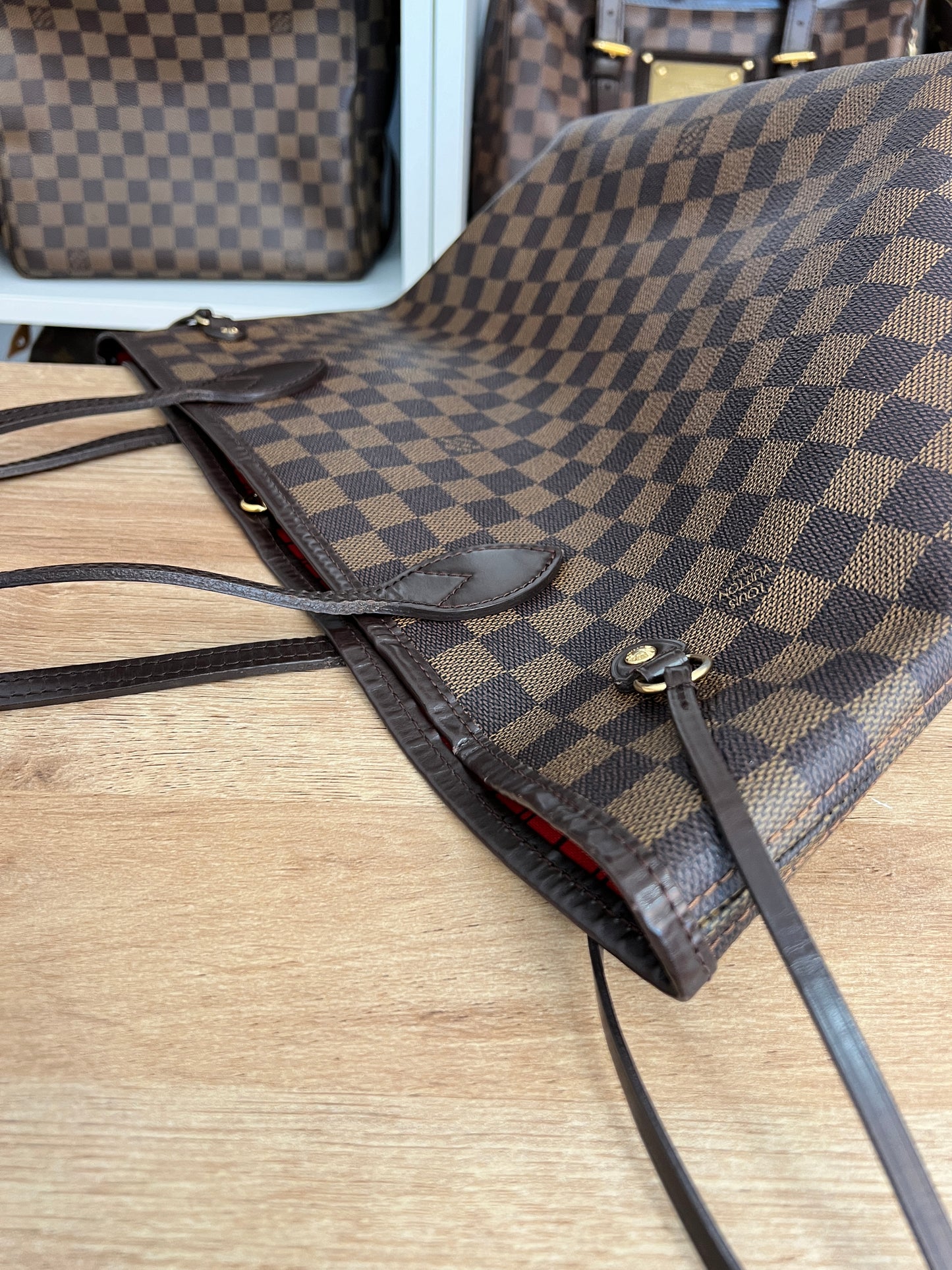 Louis Vuitton Damier Ebene Neverfull MM Cerise