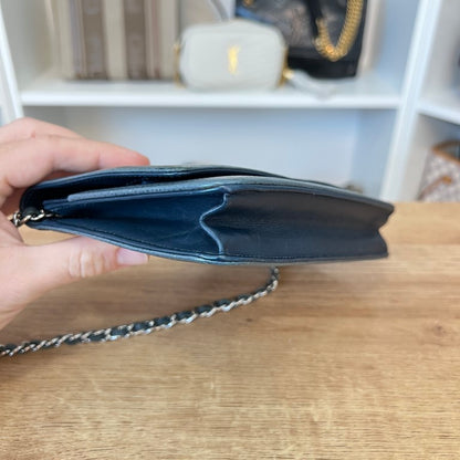 Chanel Caviar Timeless CC Wallet On Chain WOC Blue