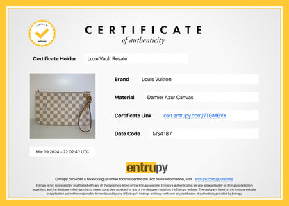 Pre-Owned Louis Vuitton Damier Azur Pochette Neverfull