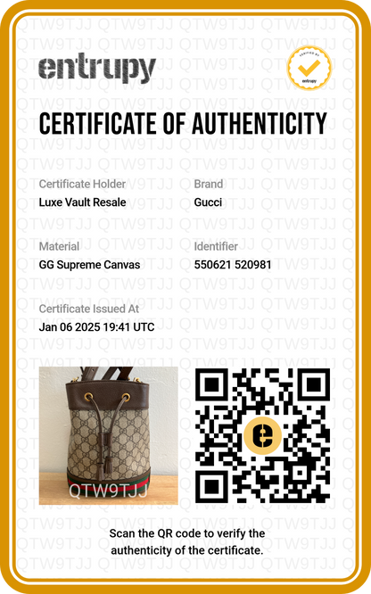 Gucci GG Supreme Monogram Web Mini Ophidia Bucket Bag Brown