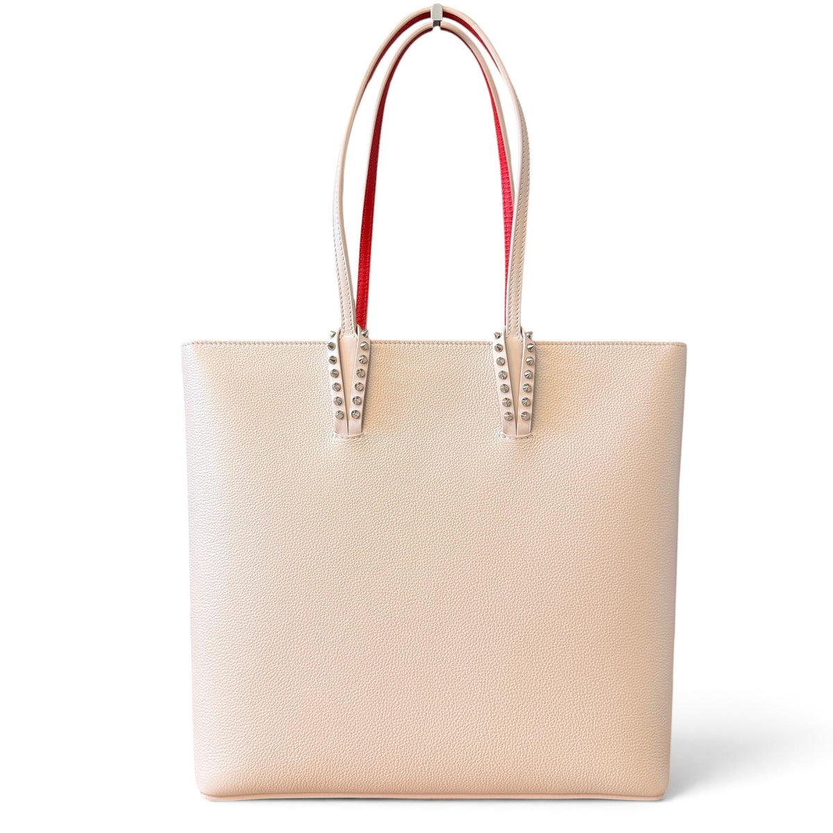 Luxe Vault Christian Louboutin Cabata North South zipped tote in milk white leather with signature red interior