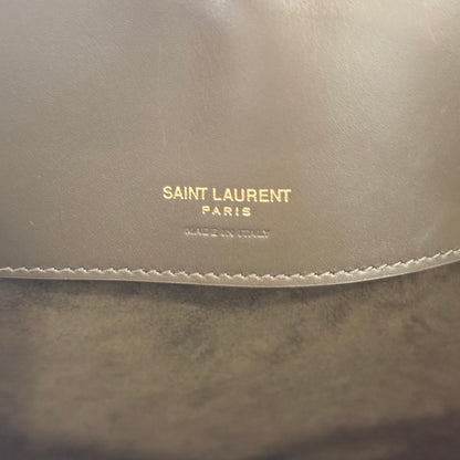 Luxe Vault Saint Laurent Le 37 bucket bag in deep musk shiny calfskin with gold foil logo detail